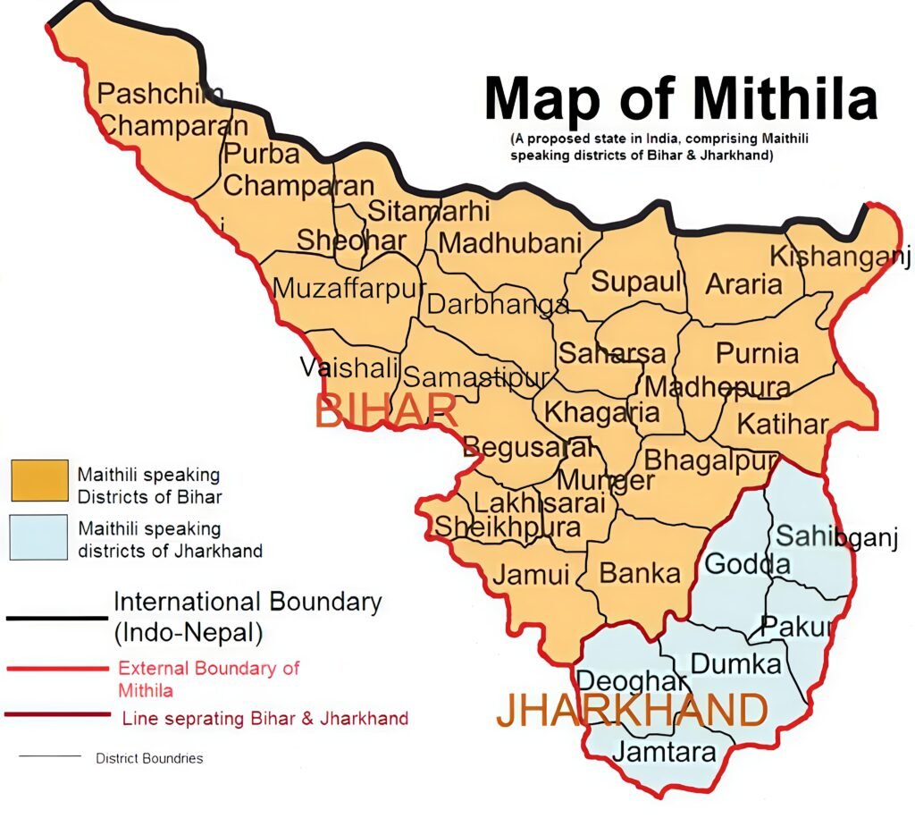 Mithila region map